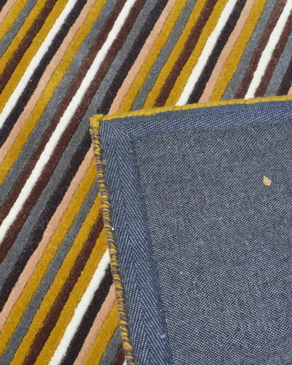 Kinetic Stripe Yellow Hand Tufted Wool Carpet