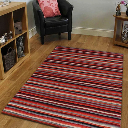 Iconic Stripe Orange Hand Tufted Wool Carpet