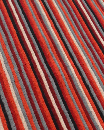 Iconic Stripe Orange Hand Tufted Wool Carpet