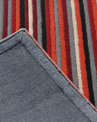 Iconic Stripe Orange Hand Tufted Wool Carpet