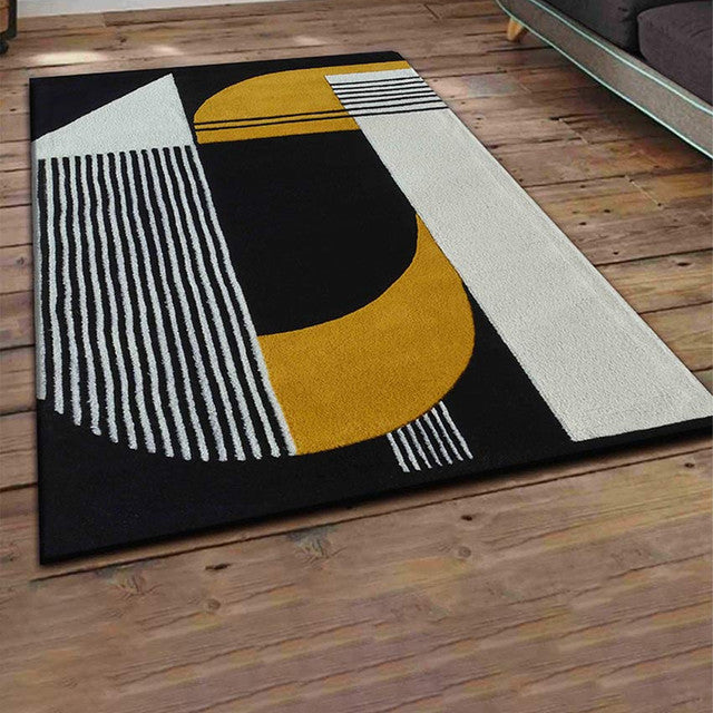 Iconic Geometric Yellow Hand Tufted Wool Carpet