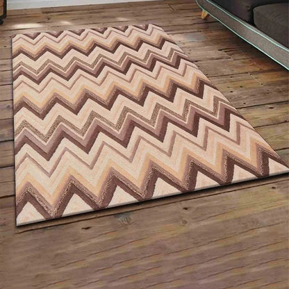 Minimal Geometric Brown Hand Tufted Wool Carpet