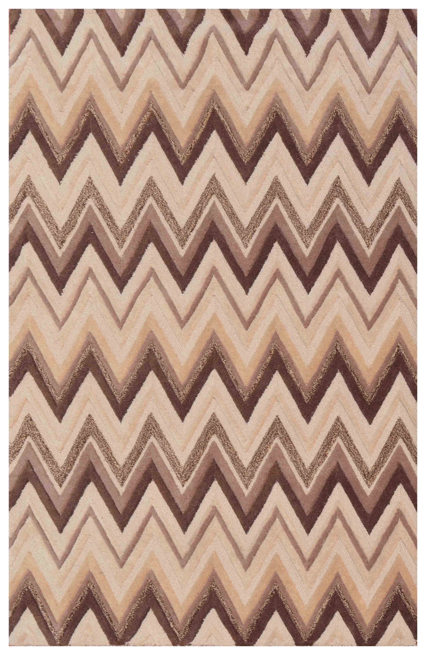 Minimal Geometric Brown Hand Tufted Wool Carpet