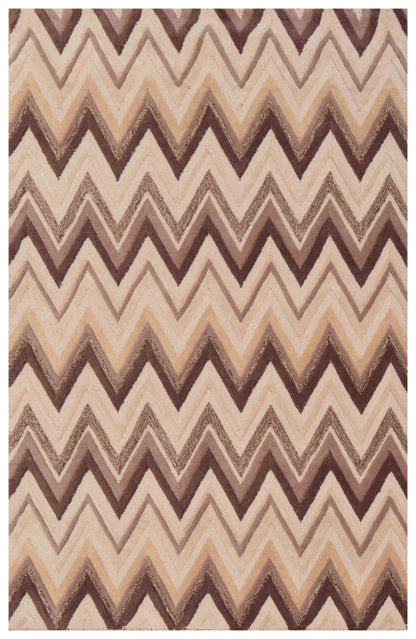 Minimal Geometric Brown Hand Tufted Wool Carpet