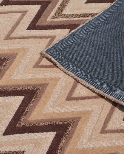 Minimal Geometric Brown Hand Tufted Wool Carpet