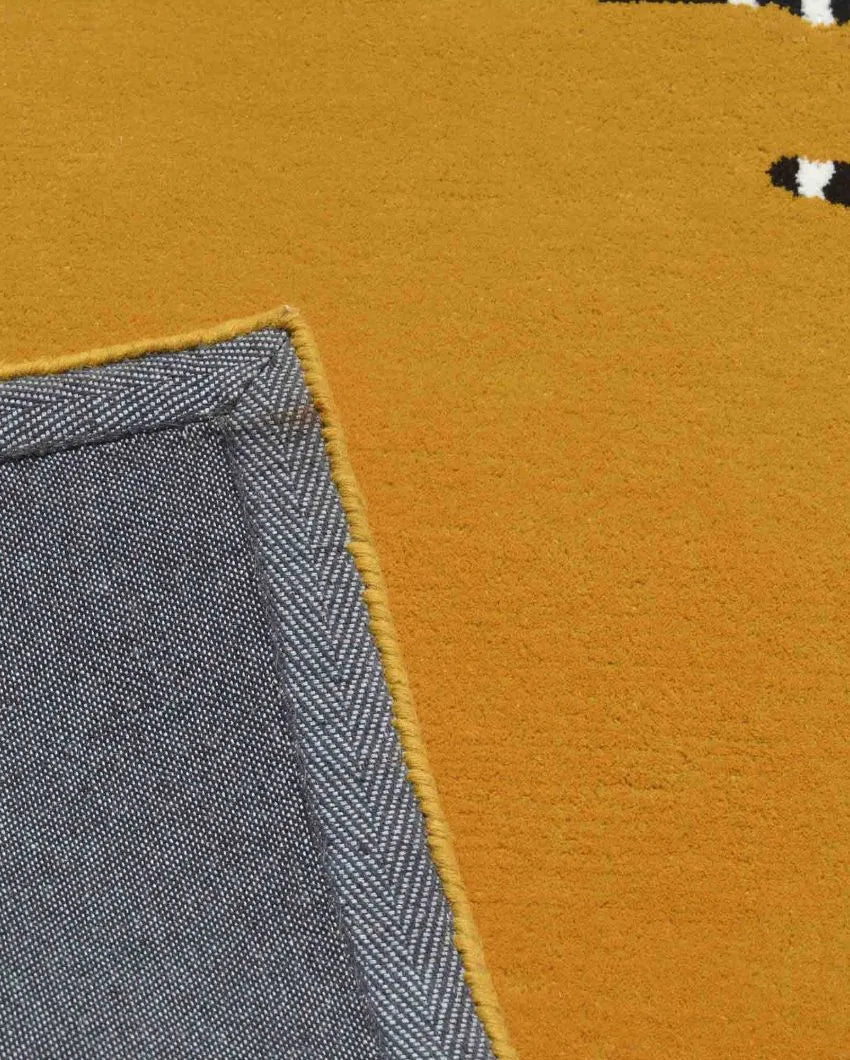 Hand Tufted Geometric Yellow Wool Carpet