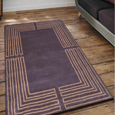 Geometric Brown Hand Tufted Wool Carpet