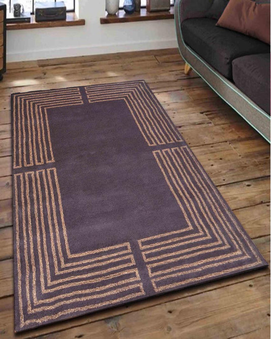 Geometric Brown Hand Tufted Wool Carpet