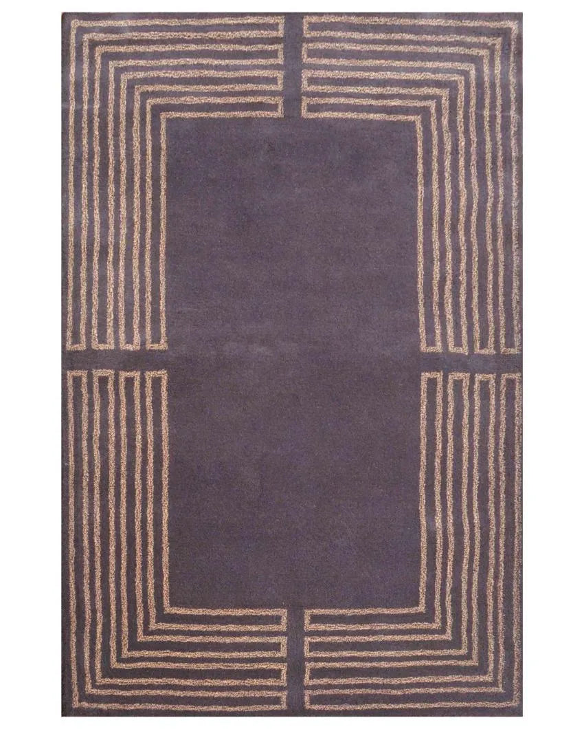 Geometric Brown Hand Tufted Wool Carpet