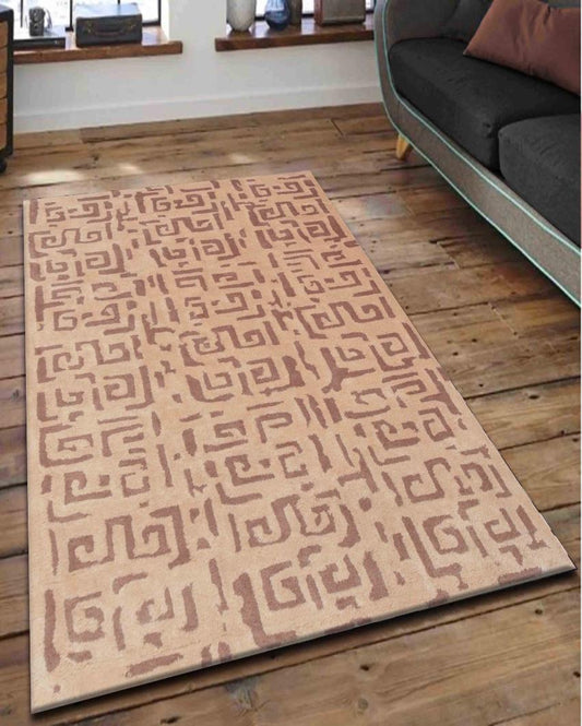 Abstract Brown Hand Tufted Wool Carpet