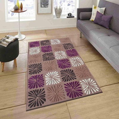 Abstract Purple Hand Tufted Wool Carpet