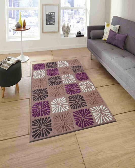 Abstract Purple Hand Tufted Wool Carpet