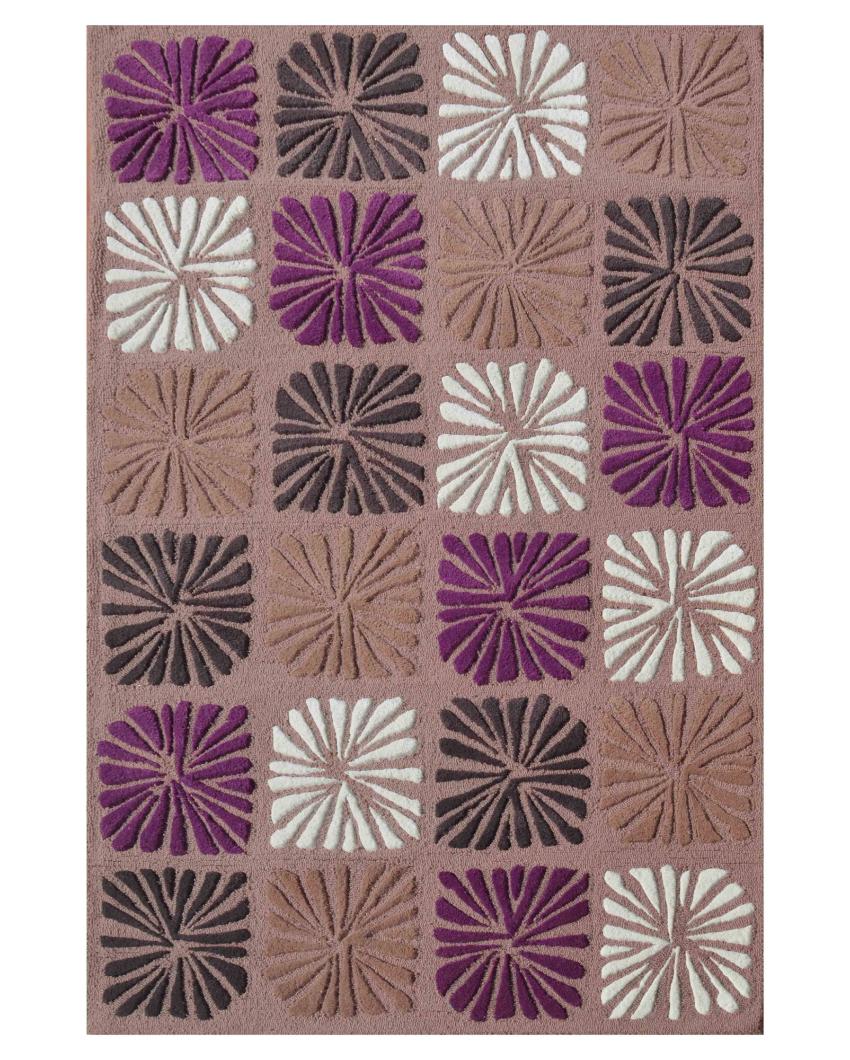 Abstract Purple Hand Tufted Wool Carpet