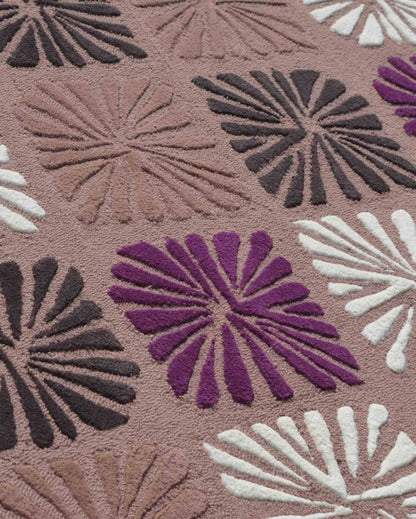 Abstract Purple Hand Tufted Wool Carpet