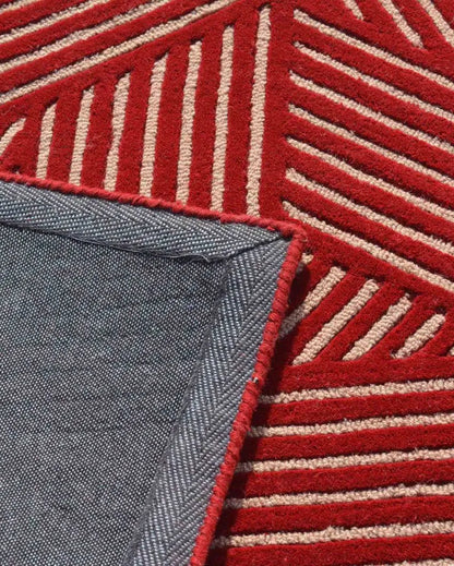 Geometric Red Hand Tufted Wool Carpet