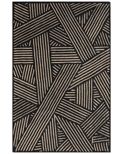 Geometric Black Hand Tufted Wool Carpet