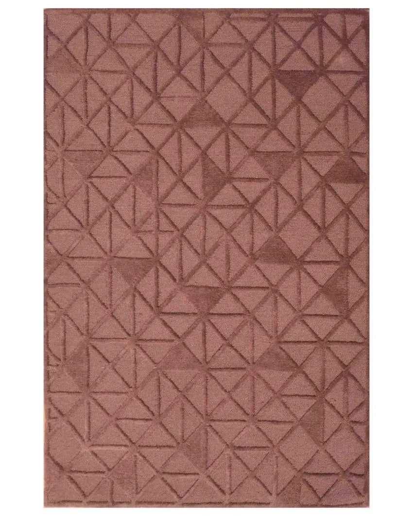 Hand Tufted Geometric Brown Wool Carpet