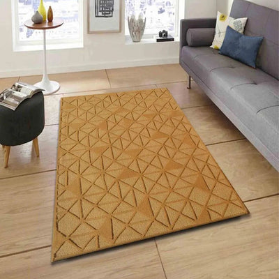 Geometric Gold Hand Tufted Wool Carpet