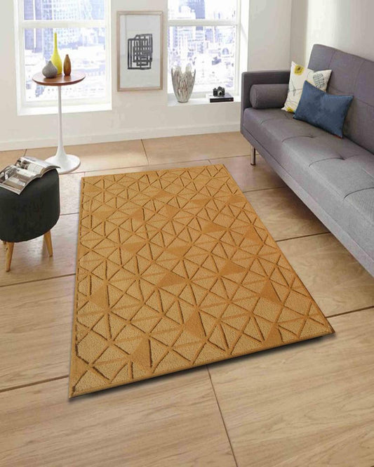 Geometric Gold Hand Tufted Wool Carpet