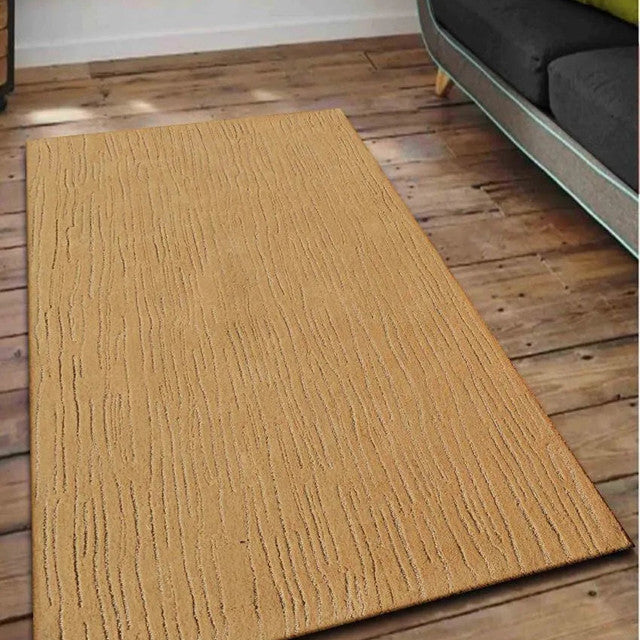 Stylish Abstract Gold Hand Tufted Wool Carpet