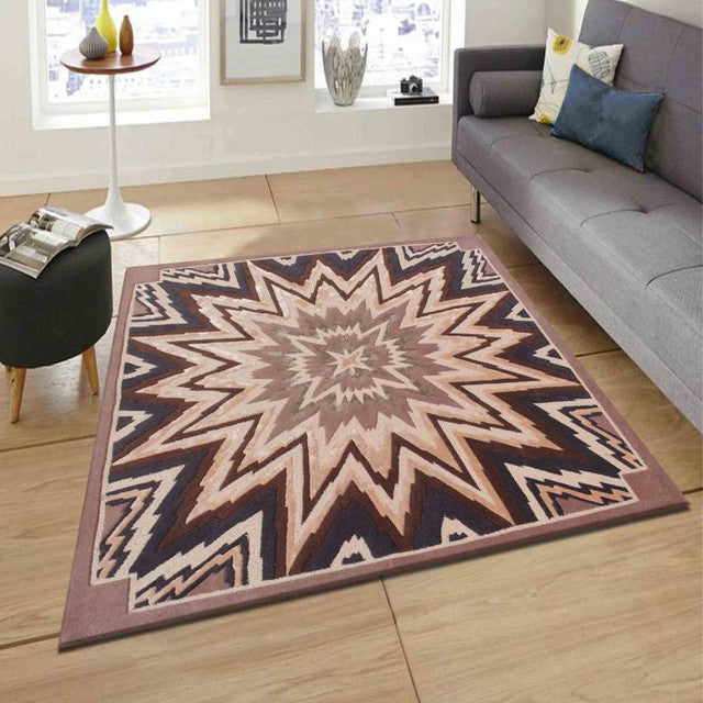 Fluid Geometric Brown Hand Tufted Wool Carpet