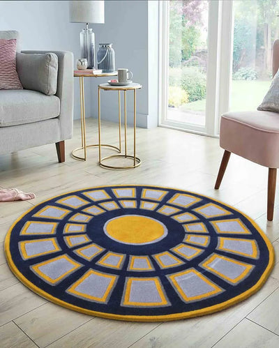 Geometric Yellow Hand Tufted Wool Carpet