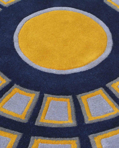 Geometric Yellow Hand Tufted Wool Carpet