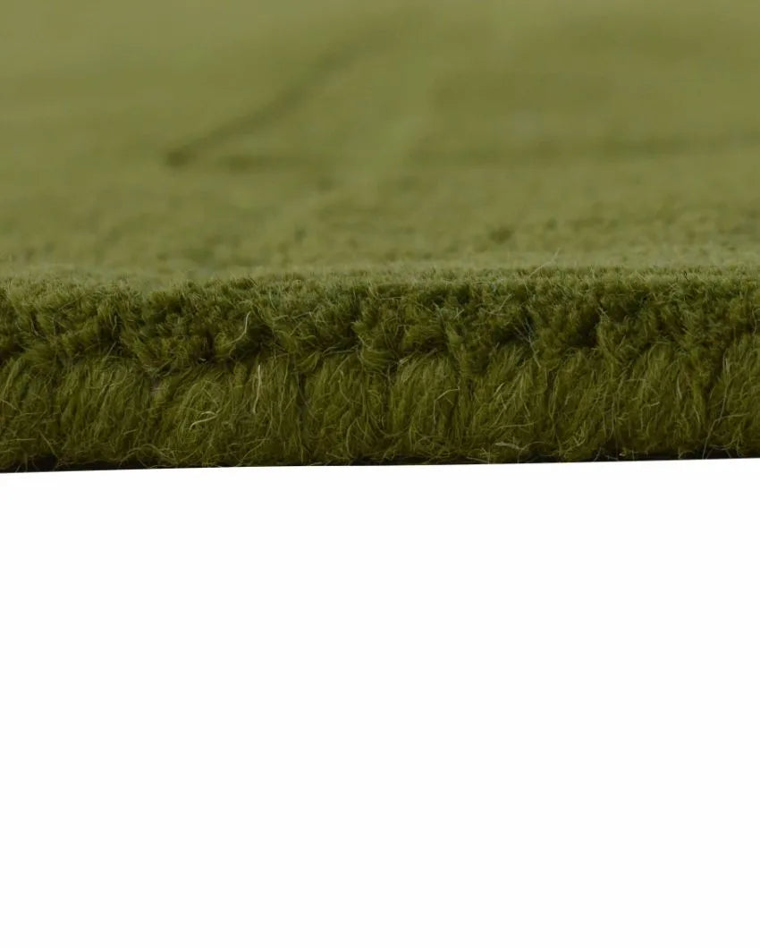 Solid Green Hand Tufted Wool Carpet