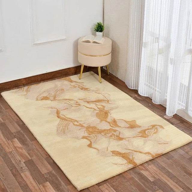 Gold Abstract Hand Tufted Wool Carpet