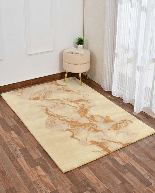 Gold Abstract Hand Tufted Wool Carpet