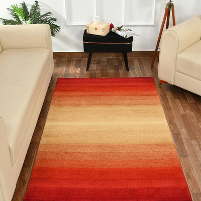 Orange Abstract Hand Tufted Wool Carpet