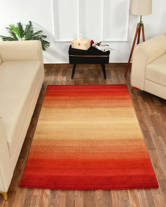 Orange Abstract Hand Tufted Wool Carpet