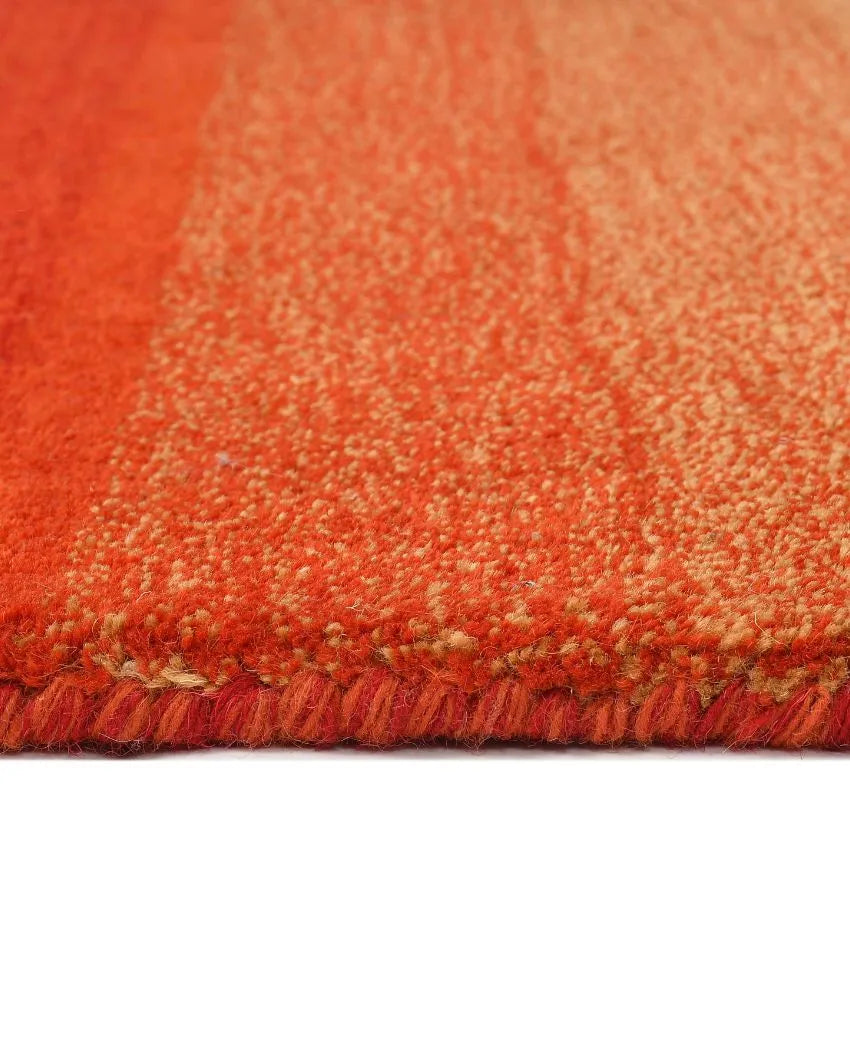 Orange Abstract Hand Tufted Wool Carpet