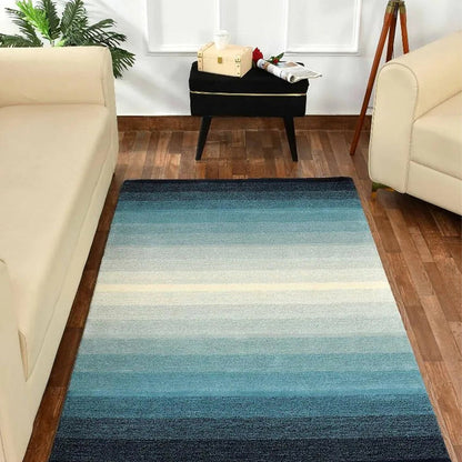 Blue Progressive Abstract Hand Tufted Wool Carpet