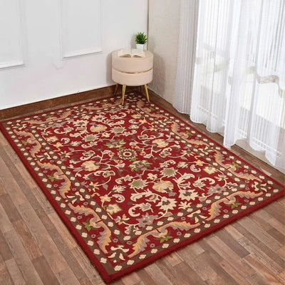 Hand Tufted Red Traditional Wool Carpet