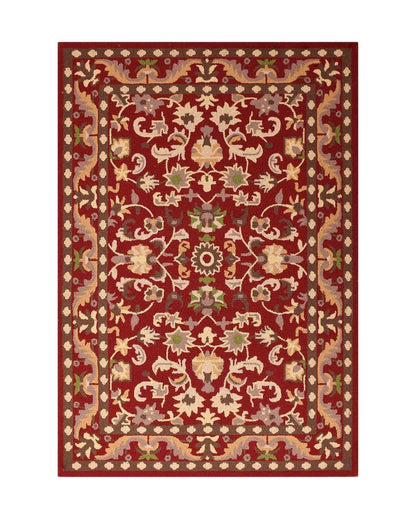 Hand Tufted Red Traditional Wool Carpet