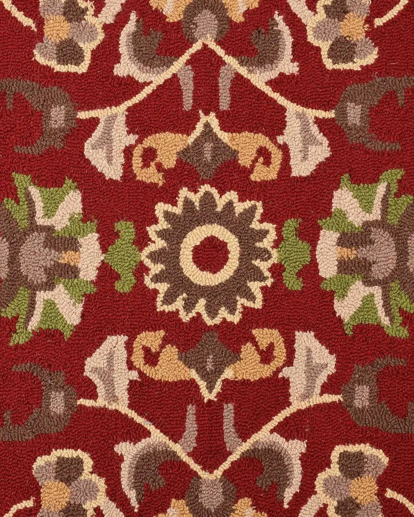 Hand Tufted Red Traditional Wool Carpet