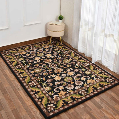 Visionary Black Traditional Hand Tufted Wool Carpet