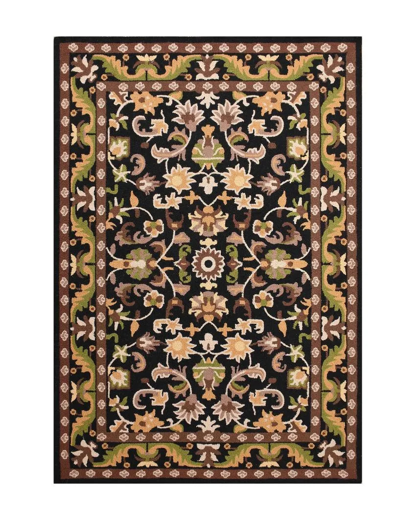 Visionary Black Traditional Hand Tufted Wool Carpet