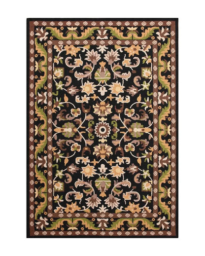 Visionary Black Traditional Hand Tufted Wool Carpet