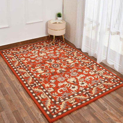 Orange Traditional Hand Tufted Wool Carpet