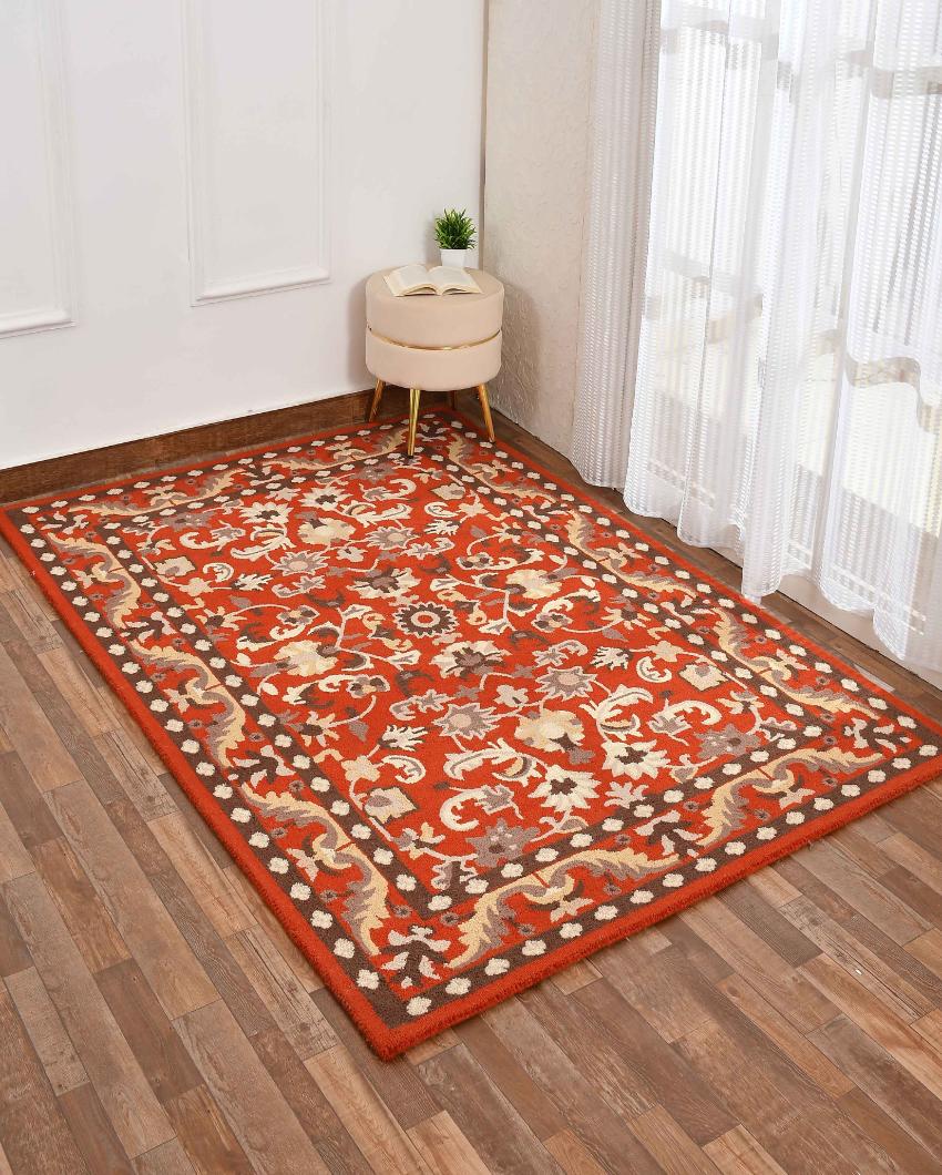 Orange Traditional Hand Tufted Wool Carpet