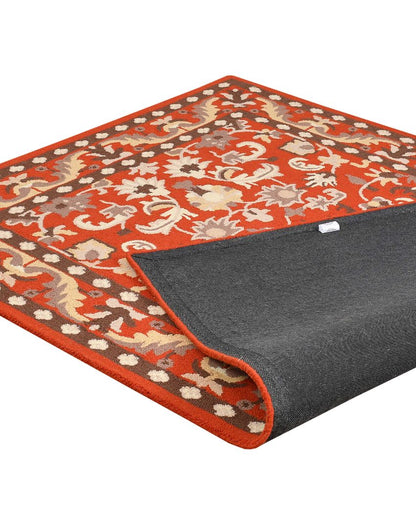 Orange Traditional Hand Tufted Wool Carpet