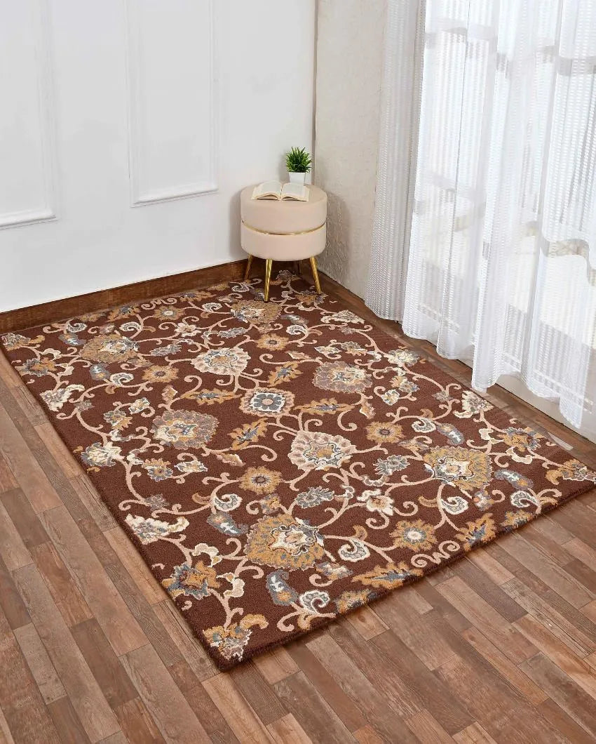 Brown Traditional Hand Tufted Wool Carpet