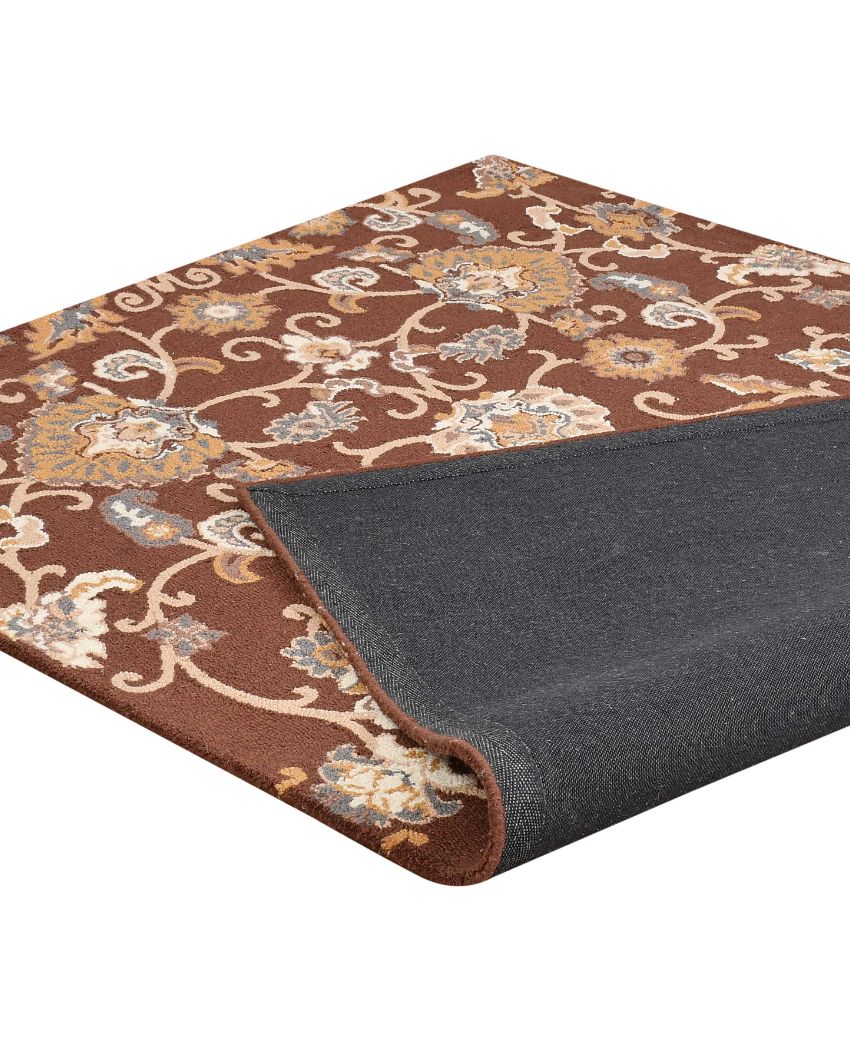 Brown Traditional Hand Tufted Wool Carpet