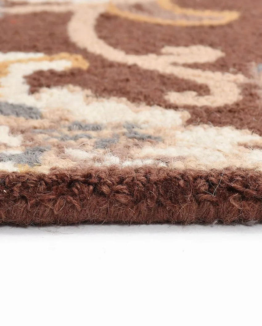 Brown Traditional Hand Tufted Wool Carpet