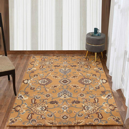 Gold Traditional Hand Tufted Wool Carpet