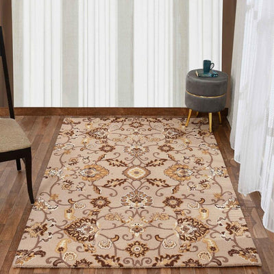 Sleek Beige Traditional Hand Tufted Wool Carpet