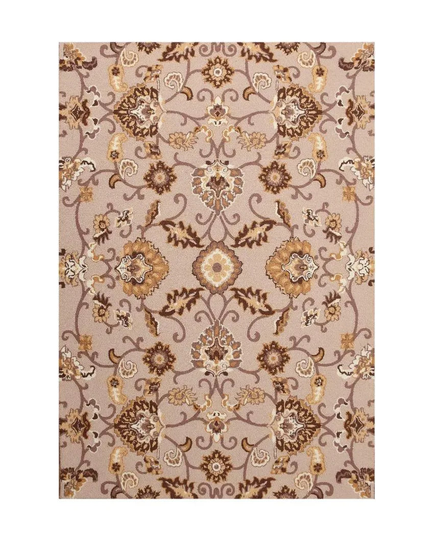 Sleek Beige Traditional Hand Tufted Wool Carpet