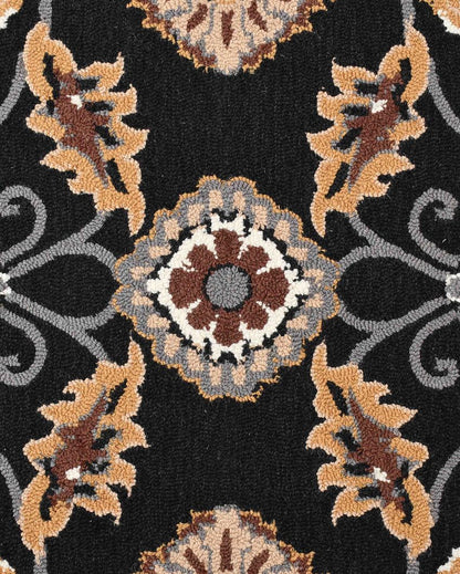 Traditional Visionary Black Hand Tufted Wool Carpet